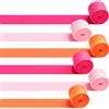 LATRAT 6 nastri crespi da 4,5 cm x 25 m, fatti a mano, carta crespa per bricolage, decorazioni per matrimoni, feste, rosa, rosa, arancione