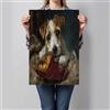 Generic Jack Russell Terrier Patatine Fritte Stampa Su Tela Senza Cornice Dipinto Ad Olio D'Epoca Pittura Quadri Su Tela Rosso Poster Parete Per Camera Da Letto Soggiorno, 70x50cm