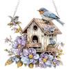 AIRDEA Casetta uccelli Diamond Painting Ciondolo Acrilico Doppia Faccia, Fiori Uccello Diamond Painting Decorazione Sospesa Kit Completo, Diamantini Crystal Art Ciondolo Acchiappasole 8x8 inch