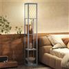 HOMCOM Lampada da Terra 2 in 1 Salvaspazio 26 x 26 x 160 cm Grigio Chiaro | Con 3 Ripiani, Lampada Moderna da Salotto, Soggiorno e Ufficio, Attacco E27