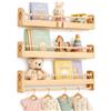 Eirolace Set da 3scaffalature da parete, Libreria da parete per bambini 40cm in legno massiccio con stendibar e barriera, mensole galleggianti da parete per libri, giocattoli, vestiti, Cameretta, Cucina
