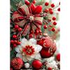 MEIYUDA 5D Diamond Painting Kit Completo Decorazioni natalizie rosse con fiori, Pittura Diamante per Bambini, Fai-da-te Diamond Painting DIY Strass Decorazione per Casa 30x40cm