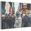 MuchoWow© Elemento Feltro Interni Moderni Soggiorno Pannello | 90x60 cm - Creativo Camera Arredo Cornice Città - Persone - Astronauta - Bianco