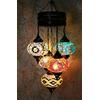 ENVA Lampada a sospensione in vetro a mosaico turco marocchino, fatta a mano, paralume per lampadario, multicolore, 5 grandi globi