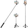 H.May Bastone Selfie Treppiede con Luce di Riempimento, 100CM Asta Selfie Stick Stabile con Telecomando Bluetooth Staccabile Compatibile con iPhone 15, Samsung, 4.7-6.7 Pollici Smartphone