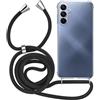 MyGadget Cover per Samsung Galaxy A15 5G - Custodia con Corda - Case Trasparente Antiurto con Laccio | Tracolla - Practical Stylish - Nero