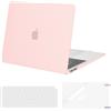 MOSISO Custodia Compatibile con MacBook Air 13 Cover M1 2021 2020 2019 2018 | Copritastiera & Pellicola & Case per MacBook Air 13,3 pollici Retina Touch ID, Gesso Rosa