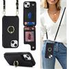 Cavor Cover Compatibile con iPhone 13 Mini con Cordino,Flip Portafoglio Custodia Pelle,[4 Porta Carte][Staffa Supporto],Custodia Cover Compatibile con iPhone 13 Mini - Nero