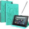 JayModCase Custodia per Amazon All-New Kindle Fire 7 Tablet (2022 Release-12th Generation) Pelle PU Flip Stand Cover, Angolo di Supporto Regolabile (Verde)