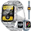 ESFOE Smartwatch Uomo,2.13 AMOLED Orologio Smartwatch Uomo con Torcia/450mAh/5ATM Impermeabile Smart Watch Militare Fitness con 113 Modalità Sport/Cardiofrequenzimetro/Chiamate Whatsapp Android iOS Argento