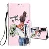 HopMore Cover a Libro per Oppo A74 4G / F19 in Pelle con Silicone Morbido Custodie Oppo A74 4G / F19 Portafoglio Disegni Custodia Antiurto 360 Gradi Accessori Leather Case - Ragazza Carina