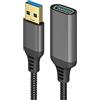 Eono Cavo Prolunga USB 3.0 Nylon, 2m Cavo USB 3.0 A Maschio e Femmina 5Gbps Nylon Prolunga Cavo USB Paccato Oro per Chiavetta USB, Hub USB, Tastiera, Mouse, Stampante, Nero