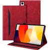 Auslbin Custodia compatibile con Xiaomi Redmi Pad SE 11 2023 Cover, Tablet in Pelle PU Adatto per Xiaomi Redmi Pad SE, Stile Classico in Pelle, Rosso