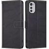 RankOne Cover per Motorola Moto e32 / Moto e32s (6.5 Inches), Custodia Flip Pelle Portafoglio, Magnetica Libro Bumper Cover Case - Nero