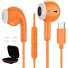 AIAUXAI Cuffie USB C per Samsung Galaxy S26 Ultra S25 S24 S23 A57 A16 A17, Arancio | Cuffie In-Ear per iPhone 18 Pro Max 17 16 15, Auricolari Tipo C con Microfono Hi-Fi Stereo Auricolari per Google per Xiaomi