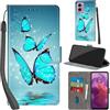 PHINIENLAND Cover per Motorola Moto G24 / E14 custodia portafoglio Turquoise | 3 scomparti carte, 1 tasca banconote, Chiusura magnetica, Supporto, Pelle PU flip cover per Moto G04 / G04s