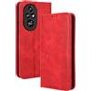 RonRun Cover Honor 200 Pro 5G, Custodia a Libro con Supporto Stand e Slot Porta Carte Case a Portafoglio Magnetica in Pelle PU Adatto per Honor 200 Pro 5G, rosso