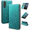 SUANDUCK per Samsung Galaxy A36 Custodia Flip Pelle Magnetica Alta Qualità, Slot Carte Blocco RFID, Supporto Regolabile, Protezione Anticaduta 360°, Compatibile con Samsung A36, Blu Verde