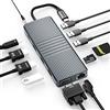 Dolovo Docking Station USB C Doppio Monitor, 12 in 1 Hub USB C Triplo Display con 2HDMI 4K,VGA,4 USB Ports, Ethernet, PD 100w e Lettore SD/TF, Laptop Docking Station per Macbook,Windows,Lenovo, HP,DELL