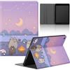 Stradvnaly Tablet Cover per Samsung Galaxy Tab A7 10,4 2020 SM-T500/T505/T507, Moda Cartoon Cat Pusheen Cute Motivo Design con Funzione Pelle PU Holder Flip con Regolabile Tablet Protezione Antiurto Case,luna