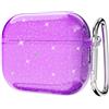 Svanove Custodia per AirPods 3 con glitter trasparente, scintillante e carina custodia per AirPods di terza generazione con portachiavi, guscio rigido Girly Y2k alla moda estetica alla moda, accessori