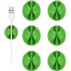 Generic Fermacavi, 6 pezzi, verde adesivo, organizer per cavi, caricabatterie, per comodino, scrivania, ufficio o mouse