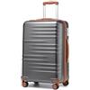 British Traveller Valigia Trolley Rigida Bagaglio a Mano da Viaggio ABS+PC Leggero con TSA Lucchetto (74,5cm,Grigio/Marrone)