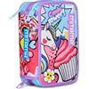 Mitama Astuccio Scuola 3 Scomparti, TRIPLO DAISYPOP, Contenuto 47 pz, Completo di Matite, Pennarelli, Portapenne Scuola Elementare Bambina