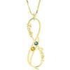 Handmade Collana con infinito e pietra di nascita e nome in argento sterling | Personalizza questa collana con una pietra di nascita e un nome; un gioiello curato e versatile per lo stile quotidiano.
