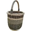 Handmade Cesto alto in vimini con manico ritorto, spina di pesce, 26 cm | Salice massiccio intrecciato a mano, prodotto in Lituania, 20 x 20 x 26 cm, quadrato, bottiglie, ombrelli, marrone o beige