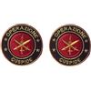 Handmade 2 Patch Operazione Cuspide con Chiusura a Strappo | Set di 2 Patch, Design Ricamato, Forma Rotonda, Colori Rosso e Oro, Militare