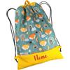 Handmade Generico Sacca Bambino Volpe Personalizzata con Nome 30x40 cm | Personalizzabile, Fantasia Volpe, Con Manici, Fondo Giallo a Pois, Fodera Interna