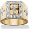 Anello Design Croce In Argento Sterling Placcato Oro 14k Per Uomini #1691