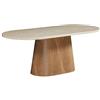 DRW Tavolo da Pranzo Ovale in Legno e Ceramica, Finitura Marmo Naturale, 76 x 200 x 90 cm