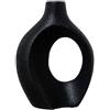 DRW Vaso da Tavolo con Apertura in Ceramica, Nero, 25,5 x 19 x 10 cm