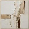 DRW Quadro su tela astratto con cornice in legno naturale in bianco, beige e marrone, 80 x 80 x 3 cm