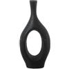 DRW Vaso da Pavimento con Apertura in Ceramica, Nero, 33 x 15 x 6 cm