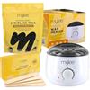 Mylee Kit Professionale Ceretta con Scaldacera, 500g di Perle di Cera Dura | 100 Spatole, Cera Depilatoria Senza Strisce al Carbone e Tè Verde (Carbone e Tè Verde)