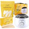 Mylee Kit Ceretta Professionale Uomo e Donna - Scaldacera Elettrico, 500g | Perle di Cera Brasiliana Senza Strisce al Cocco e Arnica, 100 Spatole, Kit Completo per Depilazione a Caldo (Cocco e Arnica)