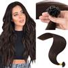 MY-LADY Extension Capelli Veri Cheratina 50 Ciocche 60 cm - U Tip Human Hair Extensions Marrone Scuro #02 Lisci Naturali Remy 1g/Ciocche 50g