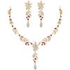 Clearine Set di gioielli da sposa da donna, collana con ciondolo a forma di Y e foglie di marquise, con cristalli e orecchini lunghi