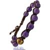Samsara - Bracciale Tibetano Buddista Shamballa | Ametista per Equilibrio e Serenità | Filo Regolabile | Perline Naturali | Cotone Cerato | Tamashii, Marrone e Oro, Taglia Unica