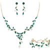 Clearine Set di gioielli da sposa da donna, bellissime perle finte marquise, zirconia cubica, collana a forma di foglia, orecchini pendenti per ballo di fine anno