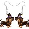 RAIDIN Acrilico creativo carino cane Halloween con orecchini zucca per le donne ragazze cappello mago cucciolo pendenti Orecchini gioielli per gli amanti degli animali domestici