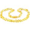 Amber Seven Collana in ambra baltica di colore chiaro, ambra limone, tre misure 32, 38, 45 cm, perle di ambra da 5 mm, collana con perle di ambra verde naturale