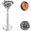 Sllaiss Orecchini Moissanite Uomo Donna in Titanio G23 | Punto Luce Diamante Brillante VVS1 Certificata D Color Oro 18K Orecchino Singolo a Lobo Anallergici Piercing 0.2-3 CT