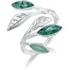 Lotus Fun JIANGYUYAN - Anello da donna in argento Sterling 925, anello verde regolabile con pietra di avventurina naturale, anello aperto in argento sterling 925, anello fatto a mano per donne e ragazze