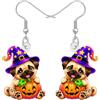 RAIDIN Acrilico creativo carino cane Halloween con orecchini zucca per le donne ragazze cappello mago cucciolo pendenti Orecchini gioielli per gli amanti degli animali domestici
