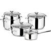 Lagostina, set di pentole intelligenti in acciaio inox, 9 pezzi, pentole, set di casseruole