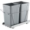 VEVOR pattumiera estraibile 27 Qt + 27 Qt per armadi da cucina, doppia pattumiera sotto il lavello, contenitore per rifiuti montato sotto, con robusto sistema di scorrimento in metallo a estrazione totale e maniglia